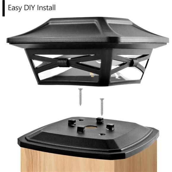 Lighting Flexfit Solar Outdoor Post Cap Lights - Includes Bases for 4x4 5x5 6x6 - Picture 3 of 7